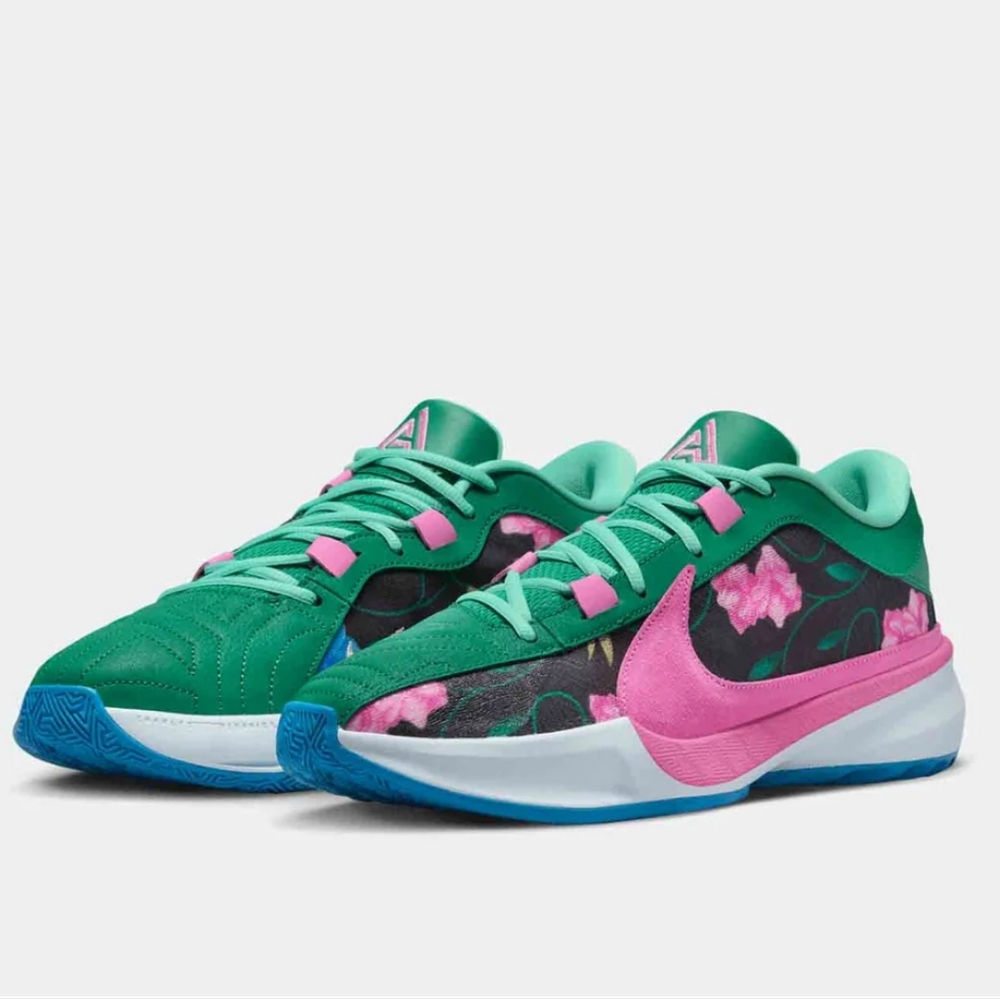 Nike Giannis Freak Green & Pink Floral Sneakers Shoes Women's 10.5 Men's 9 UK 8
